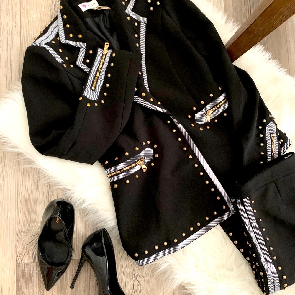 Black and Gold studded pantsuit